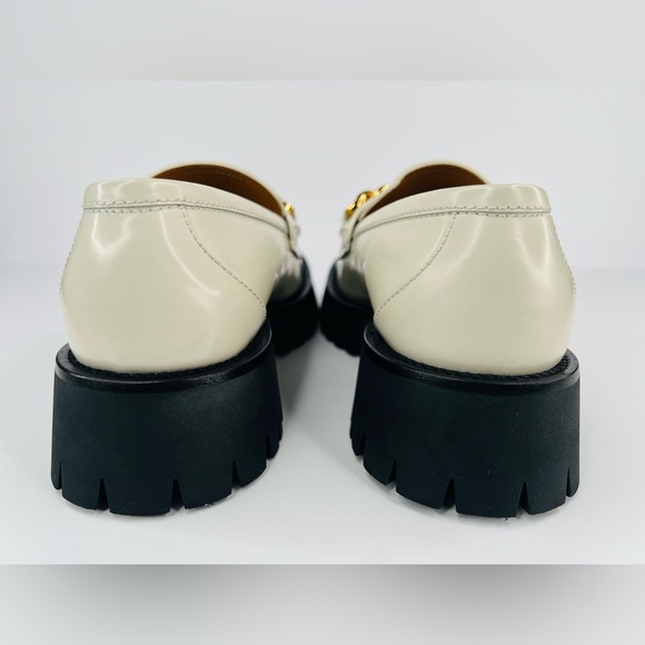 Gucci Jeanne GG Logo Chain Cordovan Lux Moc Toe Platform Loafers Size EU 39.5 - Picture 7 of 14